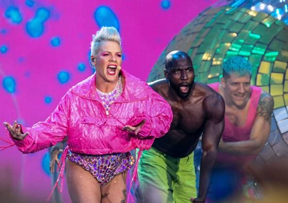 28 06 2023, xlakx, entertainment music,Pink Summer Carnival Tour emspor, v l On Wednesday night, rock singer Pink buergerlich Alecia Beth Moore plays the twelfth of 61 concerts on her current Summer Carnival Tour Berlin at Berlins Olympiastadion.