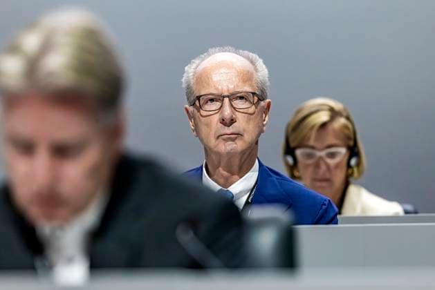 Hans Dieter Pötsch, Chairman of the Executive Board of Porsche Automobil Holding SE and Chairman of the Supervisory Board of Volkswagen AG Annual General Meeting 2023 of Porsche AG in the Porsche Arena Stuttgart First Annual General Meeting after the IPO of Dr Ing h c F Porsche AG last September 28 06 2023 Stuttgart, Baden Württemberg, Germany, Europe