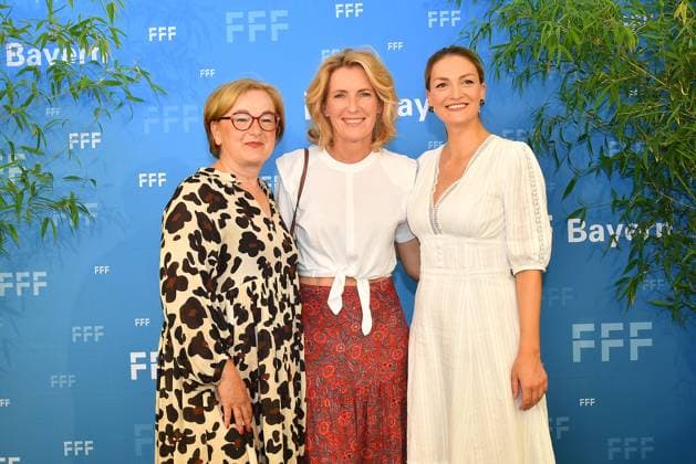 FFF Managing Director Dorothee Erpenstein, Maria Furtwaengler and politician Judith Gerlach at the FFF reception on 29 06 2023 at the Filmfest in Munich FFF reception at the Filmfest Muenchen 2023