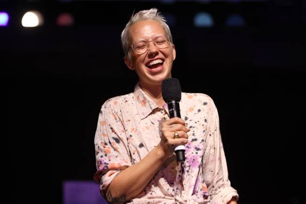 Singer Stefanie Heinzmann is the star of the musical new version, premiere of the musical fairy tale Sterntaler rewarded by the universe, performance at the Planetarium Hamburg 13 7 2023