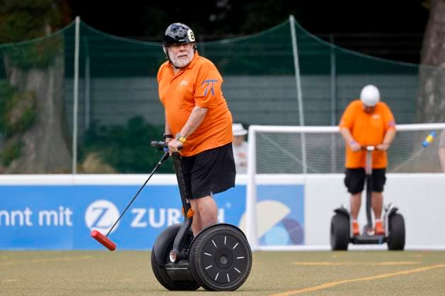 Apple co-founder Steve Wozniak plays with Team Chaos at the Segway Polo World Championships 2023 ISPA WOZ Challenge Cup organized by SegwayPolo Germany and the International Segway Polo Association ISPA at Sportpark Müngersdorf Cologne, 16 07 2023 NRW Germany Copyright: xChristophxHardtx