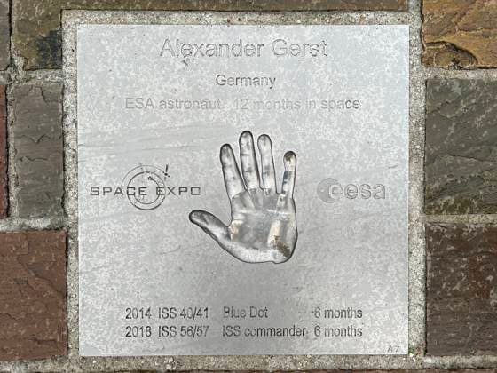Astronaut Alexander Gerst handprint on Space Walk in Noordwijk Amsterdam 08 08 2023 Sightseeing Amsterdam
