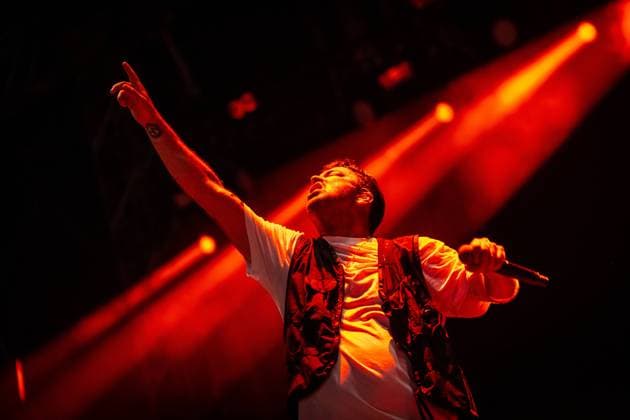 German rapper Marteria Marten Laciny on the Green Stage of the Highfield Festival Marteria was the closing act of the festival Highfield Day 3 Marteria