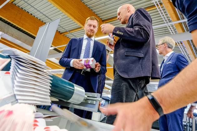 23 08 2023 Michael Kretschmer Prime Minister of Saxony visits Koenig Bauer in Radebeul