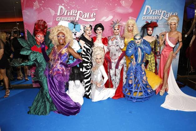The contestants and drag queens from Germany, Austria and Switzerland at the premiere of the new reality show Drag Race Germany Paramount on 31 08 2023 in Berlin Premiere of the new reality show Drag Race Germany in Berlin
