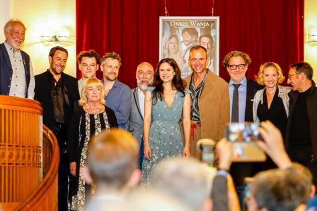 Boris Aljinovic, Tilmar Kuhn, Dagmar Bernhard, Helen Barke, Mark Weigel, Mario Ramos, Dagmar Biener Premiere, Uncle Vanya, a life in four moments, a tragicomedy by Anton Chekhov, director and stage Anatol Preissler, costume Jasper Krafft, , on 02 09 2023 in Berlin, Schlosspark Theater , Germany