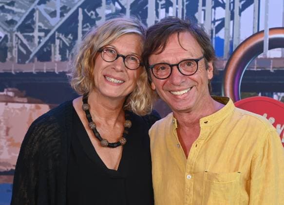 Musician Purple Schulz and his wife Eri Erika comes to the premiere of Cologne musical Himmel und Kölle