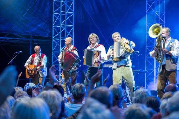 03 09 2023, Kufstein, AUT, On the road in Tyrol, farewell concert Tiroler Echo and Hansi Hinterseer, Servus Mander last concert with Hansi Hinterseer at the fortress, concert, in the picture Hansi Hinterseer, concert, Kufstein,