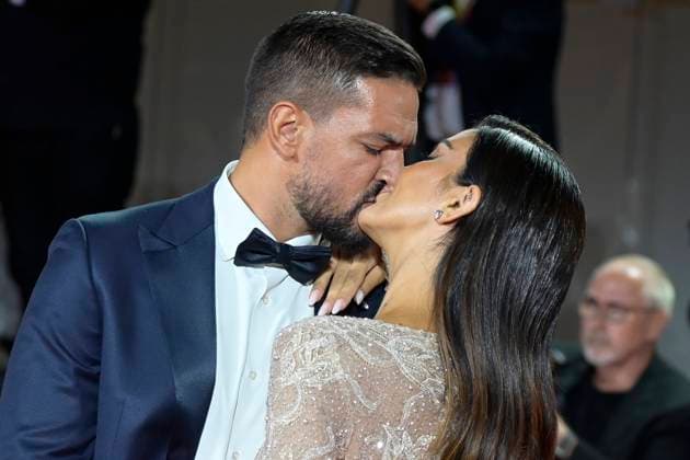 September 4, 2023, Venice Lido, Italy: Pietro Tartaglione (l) and Rosa Perrotta (r) attend the red carpet of the movie Coupe de chance at 80 Venice Film festival at Palazzo del cinema. Venice Lido Italy - ZUMAs197 20230904_aaa_s197_327 Copyright: xMarioxCartellix