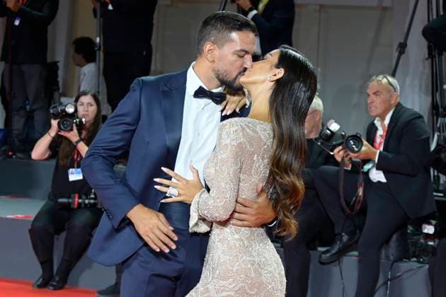 September 4, 2023, Venice Lido, Italy: Pietro Tartaglione (l) and Rosa Perrotta (r) attend the red carpet of the movie Coupe de chance at 80 Venice Film festival at Palazzo del cinema. Venice Lido Italy - ZUMAs197 20230904_aaa_s197_334 Copyright: xMarioxCartellix