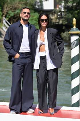 September 5, 2023, Venice Lido, Italy: Pietro Tartaglione (l) and Rosa Perrotta (r) arrive at the dock of the Hotel Excelsior on the Lido. Venice Lido Italy - ZUMAs197 20230905_aaa_s197_397 Copyright: xMarioxCartellix