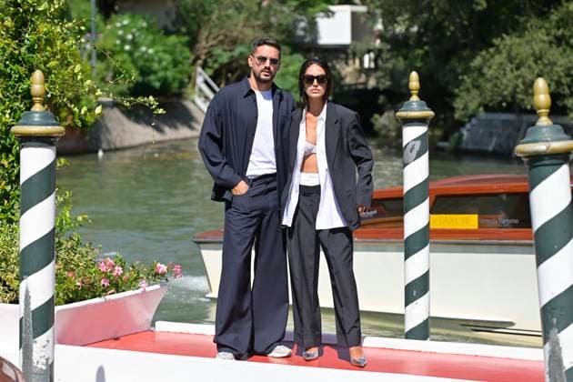 September 5, 2023, Venice Lido, Italy: Pietro Tartaglione (l) and Rosa Perrotta (r) arrive at the dock of the Hotel Excelsior on the Lido. Venice Lido Italy - ZUMAs197 20230905_aaa_s197_399 Copyright: xMarioxCartellix