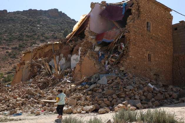 Bilder des Jahres 2023, News 09 September News Themen der Woche KW37 View of a ravaged home after the Moroccan earthquake near Marrakech, Morocco, 13 September 2023. The Moroccan Army has opened a field hospital in the Asni region, one of the most affected by the earthquake that shook the south of Marrakech last Friday and which has so far caused more than 2,900 deaths and 5,500 injuries. Many countries offered help to Morocco after the earthquake, but the authorities have only accepted help from Spain, the United Kingdom, Qatar and the United Arab Emirates, which participated in the efforts to detect survivors and bodies. Moroccan Army establishes a field hospital in the area affected by the earthquake !ACHTUNG: NUR REDAKTIONELLE NUTZUNG! Copyright: xKIKOxHUESCAx GRAF9816 20230913-55011884243_1
