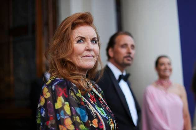 GÖTEBORG 20230914 Sarah Ferguson, Duchess of York, arrives at the Stock Exchange in Gothenburg for The Perfect World Foundation Award gala The perfect world foundation award is presented annually by the Swedish wildlife and nature organization The perfect world foundation to a person who has contributed to the preservation of the planets wildlife and nat  Copyright: xAdamxIhse TTx THE PERFECT WORLD FOUNDATION AWARD TTABB0000000000214110