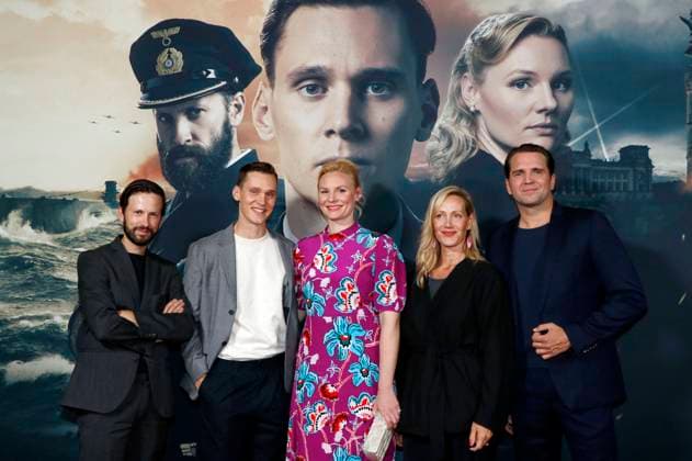 Franz Dinda, Rick Okon, Rosalie Thomass, Anna Schudt and Pierre Kiwitt at the premiere of the 4 season of the Sky series Das Boot at UCI Luxe Mercedes Platz Berlin, 14 09 2023 Foto:xA.xBuggex xFuturexImagex boot_3907