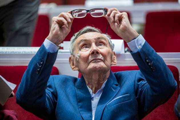 Jewish Nazi witness Marian Turski 97 , Polish journalist and president of the International Auschwitz Committee, on Saturday 16 09 2023 at the 13th Assembly of the Lutheran World Federation LWF in Krakow, Poland The one-week meeting is unde Copyright: epd-bild ThomasxLohnes TL1_4266