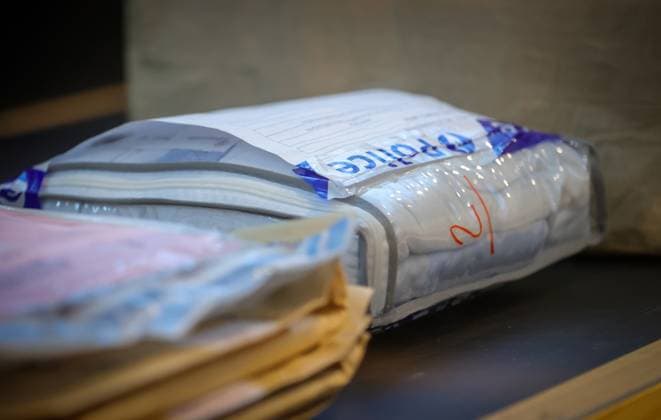 Pieces of evidence pictured during the jury constitution session at the assizes trial of Massy for the death of her baby son Enzo, before the Assizes Court of Hainaut Province in Mons on Thursday 21 September 2023. Massy is on trial for the murder of her nine-month-old son Enzo. VIRGINIExLEFOUR 74584678