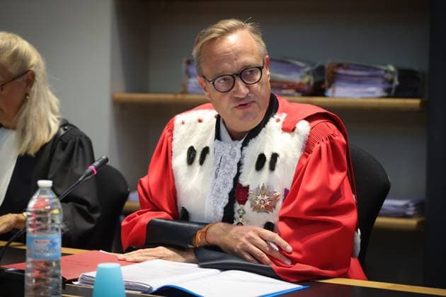 Chairman of the court Philippe Morandini pictured during the jury constitution session at the assizes trial of Massy for the death of her baby son Enzo, before the Assizes Court of Hainaut Province in Mons on Thursday 21 September 2023. Massy is on trial for the murder of her nine-month-old son Enzo.  VIRGINIExLEFOUR 74584723