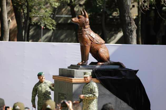 September 22, 2023, Mexico City, Mexico City, Mexico: Unveiling of the monument in honour of Proteo and the Binomios CanoÂ³filos del Ejercito Mexicano Mexico City Mexico - ZUMAs310 20230922_zip_s310_004 Copyright: xLuisxExSalgadox
