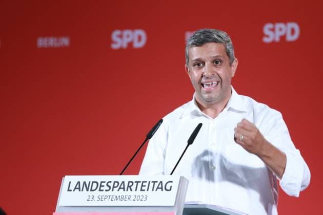 Berlin, Germany, 23 09 2023 State Party Congress of the SPD Berlin the Berlin SPD leader Raed Saleh brings in the main motion Copyright: xdtsxNachrichtenagenturx dts_22687