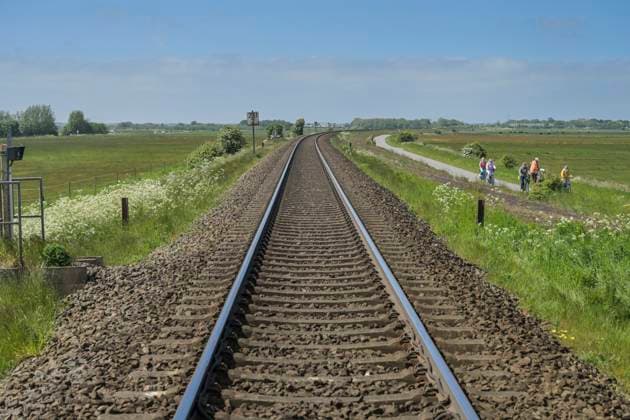Tracks, Hindenburgdamm, Sylt, Schleswig Holstein, Germany