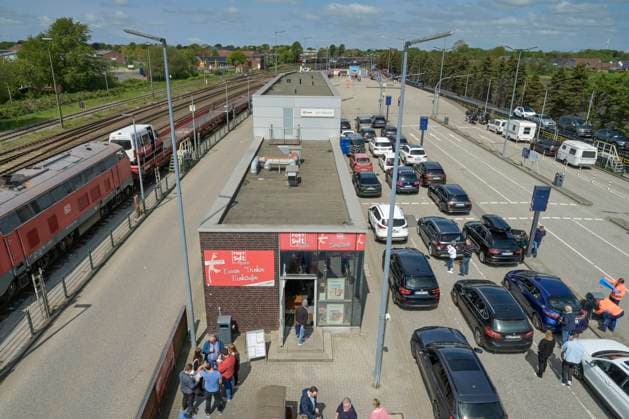 Train station, loading, cars, car train, Sylt Shuttle, Niebüll, Schleswig Holstein, Germany
