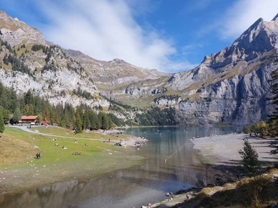 Oeschinensee theme picture mountain lake Oeschinensee near Kandersteg in the canton of Bern in the Bernese Oberland theme picture mountain lake Oeschinensee near Kandersteg in the canton of Bern in the Bernese Oberland The Oeschinensee is located above Kandersteg in Switzerland The Oeschinensee belongs to the Unesco World Heritage and i Copyright: xFleigx xEibner-Pressefotox EP_dfg