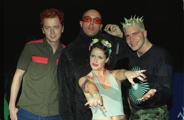 AQUA Dutch Pop Group (Left to Right):- CLAUS: RENE: LENE: SOREN (Seen at rehearsals for the 1997 Smash Hits Poll Winners Party) Bandphoto Agency Photo B21 014099 D-20a 29.11.1997 AQUA Dutch Pop Group (Left to Right):- CLAUS: RENE: LENE: SOREN (Seen at rehearsals for the 1997 Smash Hits Poll Winners Party) Bandphoto Agency Photo B21 014099 D-20a 29.11.1997, Credit: Band Photo uppa.co.uk Avalon United Kingdom  Copyright: x xBandxPhotox xuppa.co.ukx xAvalonx 0504815097