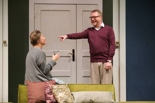 An hour of rest Erkki Hopf right celebrates with this play his 30th anniversary on stage at the Ohnsorg Theater, left Birthe Gerken, comedy in Low German at the Ohnsorg Theater Hamburg, photo rehearsal on 2 11 2023