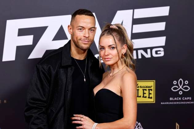 Basketball player and TV actor Andrej Mangold and his partner Annika Jung at the Fame Fighting 2023 boxing event with influencers and reality stars Numerous TV personalities, influencers and reality stars fought a duel at the Maritim Hotel Bonn, 04 11 2023 NRW Germany Copyright: xChristophxHardtx