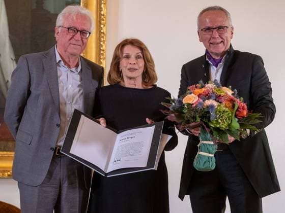 Gerd ANTHOFF, actor and laudator, Senta BERGER, actress and award winner and Udo HAHN, Academy Director Tolerance Award Ceremony, 5 11 2023 Presentation of the TOLERANCE AWARD of the Protestant Academy Tutzing to S E N T A B E R G E R in Tutzing, E V A N G E L I S CH E A C A D E M I E T U T Z I N G, Germany Source Copyright Credit Oryk HAIST xEAT-TOLERANZPREISx