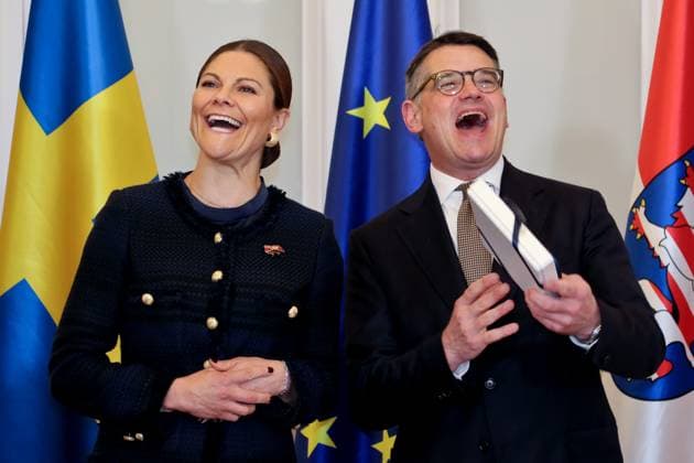 17 11 2023, Wiesbaden, DEU Crown Princess Victoria of Sweden visits the Hessian State Chancellery and State Premier Boris Rhein for talks on economic issues