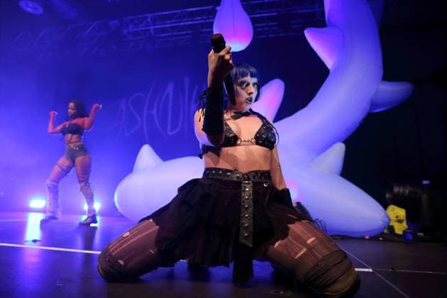 Ashton Nicole Casey aka Ashnikko at a concert at Huxleys Neue Welt in Berlin, November 22, 2023 Ashnikko concert Berlin
