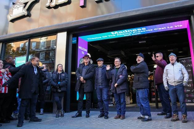 November 24, 2023, London, United Kingdom: Madness pop band at the opening of the new HMV store on London s Oxford Street following a four-year absence. The music chain store closed its London branch in 2019 after going into administration. London United Kingdom - ZUMAs197 20231124_aaa_s197_090 Copyright: xStevexTaylorx