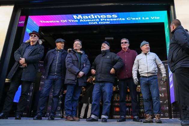 November 24, 2023, London, United Kingdom: Madness pop band at the opening of the new HMV store on London s Oxford Street following a four-year absence. The music chain store closed its London branch in 2019 after going into administration. London United Kingdom - ZUMAs197 20231124_aaa_s197_095 Copyright: xStevexTaylorx