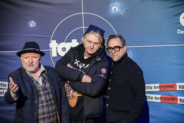 TATORT Münster, cinema premiere Axel Prahl, as Chief Inspector Frank Thiel Detlev Buck, as Stan Gold Jan Josef Liefers, as forensic scientist Prof. Karl Friedrich Boerne In the presence of the film team, the Münster Tatort Der Mann, der in den Dschungel fiel celebrates its cinema premiere Münster, North Rhine-Westphalia, DEU, Germany, 06 12 2023