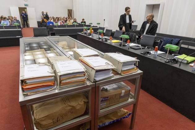 Pieces of evidence pictured during the jury constitution session for the trial of Hotaj and Murati, before the Assizes Court of East-Flanders in Gent on Friday 08 December 2023. Two Albanian men, Hotaj and Murati, are accused of killing their fellow countryman Festim Kalaj, at a cannabis plant in Zwalm, in 2019. His body was recovered from the Ringvaart in Lievegem 10 days after he was killed. NICOLASxMAETERLINCK 81769611