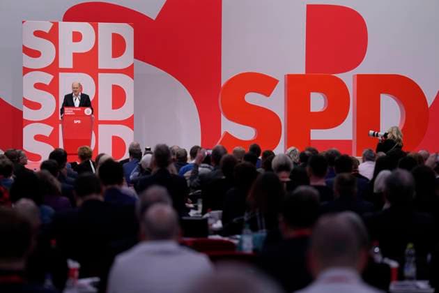 SPD Federal Party Conference 2023 Federal Chancellor Olaf Scholz addresses the delegates on stage at the SPD Federal Party Conference in Berlin , Berlin , 09 12 2023 Berlin Berlin Germany