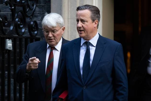 December 12, 2023, London, United Kingdom: Andrew Mitchell and Lord David Cameron leave 10 Downing Street after a cabinet meeting in London. Prime Minister Rishi Sunak is spending time trying to convince fellow Conservative MPs to support his emergency Rwanda Bill legislation ahead of a crucial vote. London United Kingdom - ZUMAs197 20231212_aaa_s197_050 Copyright: xTejasxSandhux