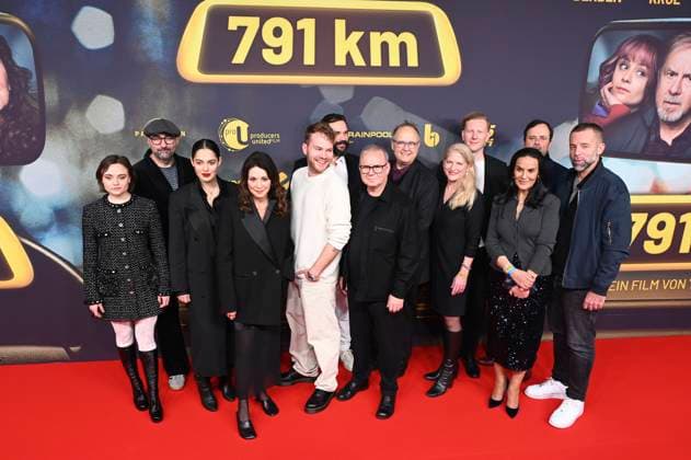Nilam Farooq, Tobi Baumann, Iris Berben, Ben Münchow, Lena Urzendowsky, Joachim Krol, Alexander Beyer, cast and crew at the world premiere of the movie 791 km at Mathäser Filmpalast Munich, 12 12 2023 Foto:xR.xHeinex xFuturexImagex 791km_muenchen_3231