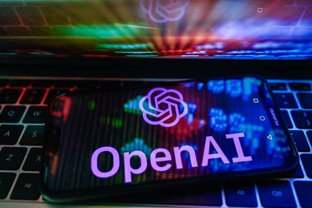 Photo illustration in Poland. In this photo illustration an OpenAI logo is displayed on a smartphone with stock market percentages in the background. Poland Copyright: xOmarxMarquesx xSOPAxImagesx omarques_03012024_phone_tech-6