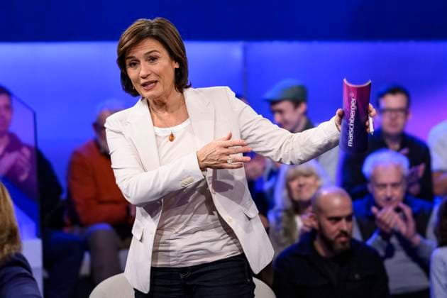 Sandra Maischberger, presenter, maischberger, Polittalk, TV, format, with presenter Sandra Maischberger, Das Erste, 16 01 2024, Photo HMB Media Julien Becker Copyright: HMBxMedia JulienxBecker