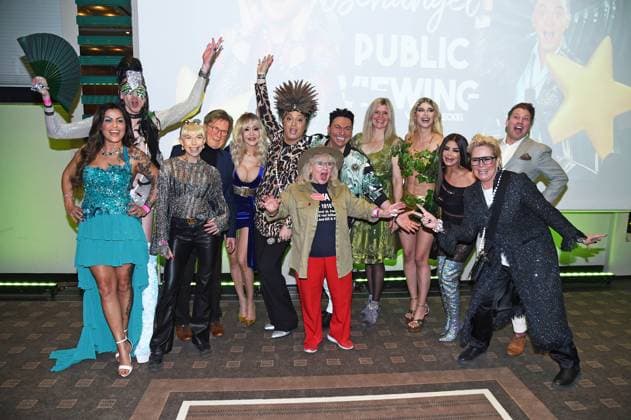 Jasmin Herren, Manuel Flickinger, Arno Funke, Toni Trips, Dolly Buster, Julian F M Stöckel, Matthias Mangiapane, Eva Jacob, Sandra Kiriasis, Micaela Schäfer, Kader Loth, Claudia Effenberg, Raul Richter at the public viewing for the TV launch of Ich bin ein Star Holt mich hier raus at the Hotel Pullmann Schweizer Hof in Berlin on 19 01 2024