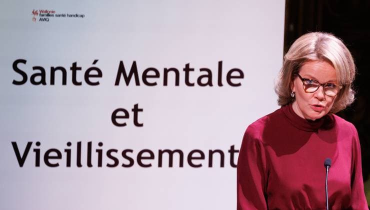 Queen Mathilde of Belgium delivers a speech at a royal working visit in Liege as part of Queen s activities in support of the Sustainable Development Goals (SDGs), Thursday 22 February 2024. The Queen will visit the CHC Mativa residence and will then take part in the Mental health and ageing symposium organised by the Liege psychiatric platform (PFPL) on the theme of mental health and ageing. CHC Mativa is a rest and care home that encourages intergenerational activities and involves its residents in its day-to-day running. BENOITxDOPPAGNE 86473644
