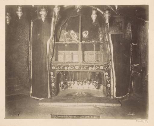 RECORD DATE NOT STATED Birth grot in the birth church in Bethlehem, Maison Bonfils, c. 1867 - c. 1895 photograph Part of Reisalbum with photos of Jerusalem and other biblical places. Bethlehem cardboard. paper. photographic support albumen print cave, grotto. interior of church Bethlehem Copyright: xpiemagsx rknbpie11012024-22462 !ACHTUNG AUFNAHMEDATUM GESCHÄTZT!