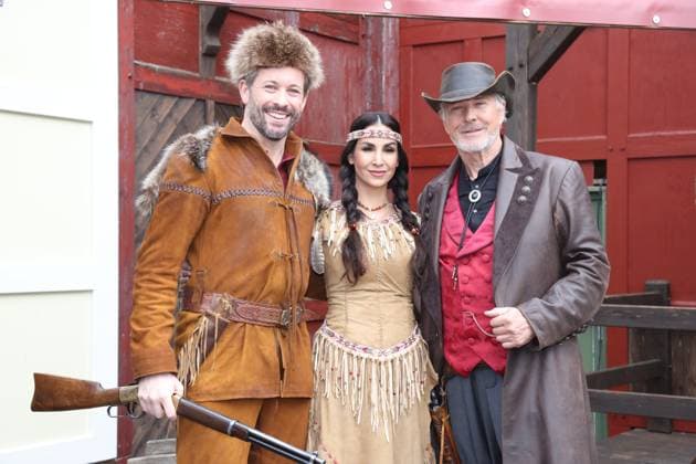 Jan Hartmann as Old Firehand, Sila Sahin as the chiefs daughter Ribanna, Nick Wilder as the villain Emery Forster, the Karl May Spiele Bad Segeberg present three guest stars who will appear in this years play Winnetou II Ribanna and Old Firehand in the open-air theater at Kalkberg, Bad Segeberg 1 3 2024
