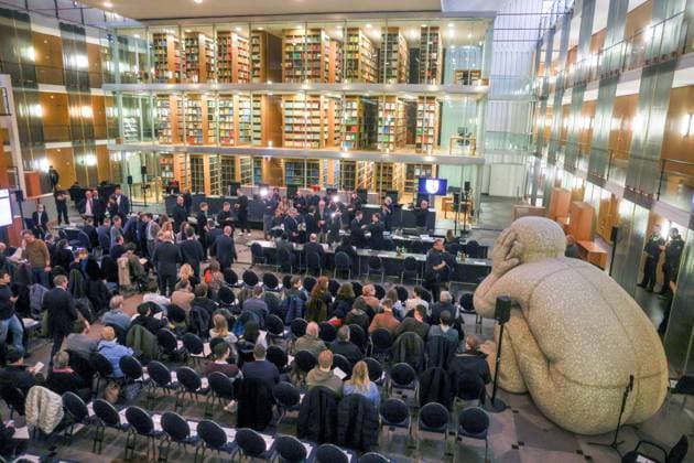 Higher Administrative Court of North Rhine-Westphalia Proceedings of the Alternative for Germany AfD against the Federal Republic of Germany, represented by the Federal Office for the Protection of the Constitution View into the courtroom before the start of the trial North Rhine-Westphalia, DEU, Germany, 12 03 2024