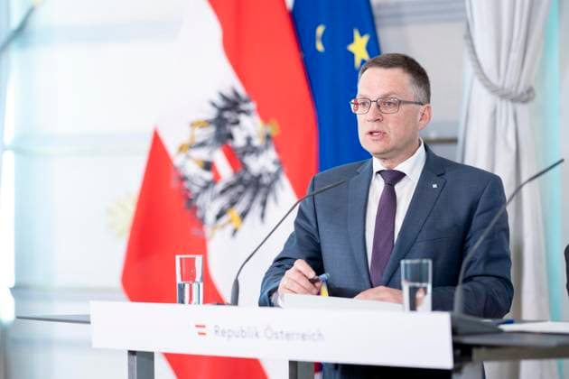 Vienna, Austria March 13, 2024 Press foyer after the Council of Ministers of the Austrian Federal Government Picture shows Chairman of the ÖVP Parliamentary Club, August Wöginger ÖVP Vienna