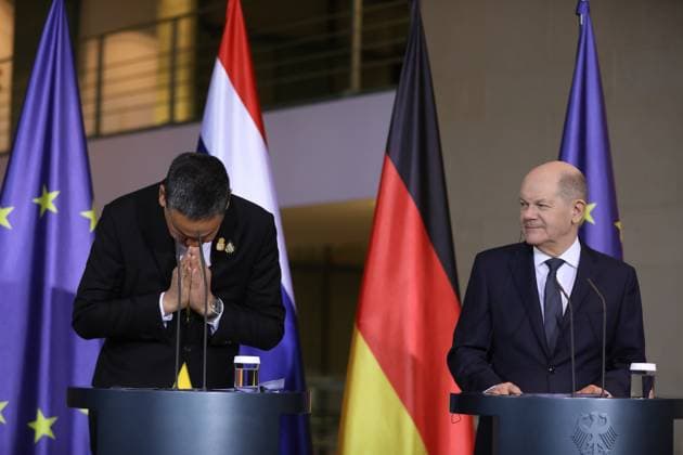 Berlin, Germany, 13 03 2024 Federal Chancellery Reception of the Prime Minister of Thailand by the German Chancellor Srettha Thavisin and Olaf Scholz at a press conference Copyright: xdtsxNachrichtenagenturx dts_32470