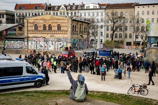 Demonstration against police violence, against racism and for open borders at Görlitzer Park in Berlin on March 15, 2024 Demonstration against police violence at Görlitzer Park
